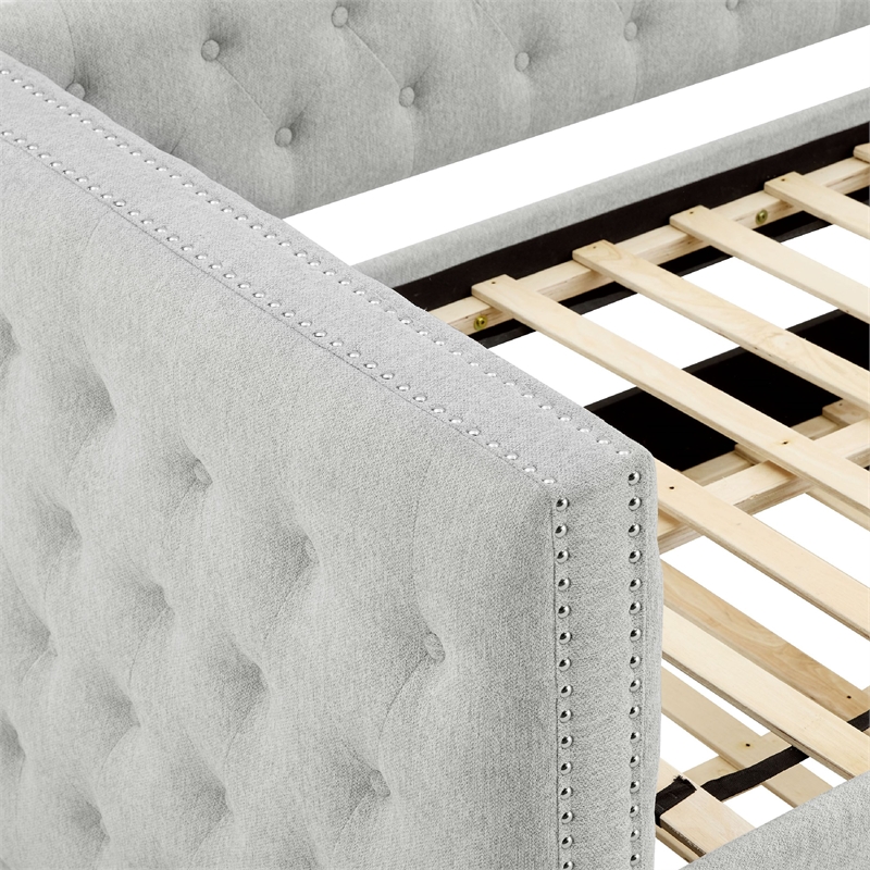 Lem Daybed w Pull Out Trundle- Chesterfield Dove Gray Upholstery