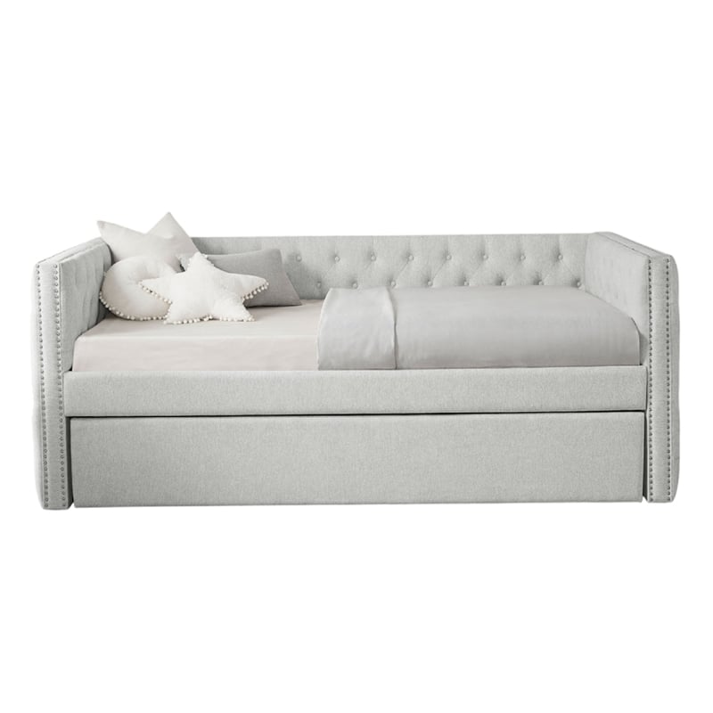 Lem Daybed w Pull Out Trundle- Chesterfield Dove Gray Upholstery