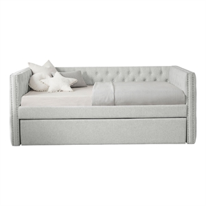 Lem Daybed w Pull Out Trundle- Chesterfield Dove Gray Upholstery