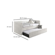 Lya Daybed w Pull Out Trundle- Textured Tufted White Dove Upholstery