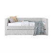Keya Daybed w Pull Out Trundle- Channel Tufted Light Gray Upholstery