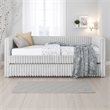 Keya Daybed w Pull Out Trundle- Channel Tufted Light Gray Upholstery