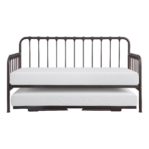 Ziva Daybed with Lift Up Trundle- Dark Bronze Metal Frame- Folding Legs