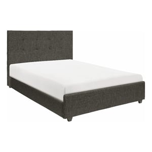 Cady California King Bed- Tufted Upholstered Headboard- Gray Solid Wood