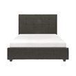 Cady King Size Platform Bed- Tufted Upholstered Headboard- Gray Solid Wood