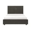 Cady Queen Size Bed with Tufted Upholstered Headboard- Brown- Solid Wood