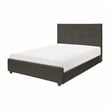Cady Queen Size Bed with Tufted Upholstered Headboard- Brown- Solid Wood