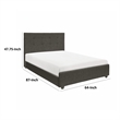 Cady Queen Size Bed with Tufted Upholstered Headboard- Brown- Solid Wood