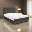 Cady Queen Size Bed with Tufted Upholstered Headboard- Brown- Solid Wood