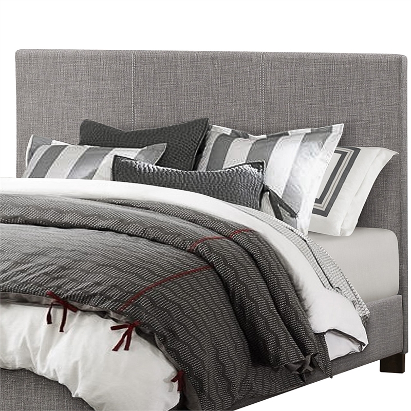 Sin Full Size Platform Bed- Panel Headboard- Gray Polyester Upholstery