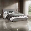 Sin Full Size Platform Bed- Panel Headboard- Gray Polyester Upholstery