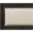 Bron Queen Bed with Sleigh Headboard Design- Beige Upholstery- Solid Wood