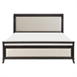 Bron Queen Bed with Sleigh Headboard Design- Beige Upholstery- Solid Wood