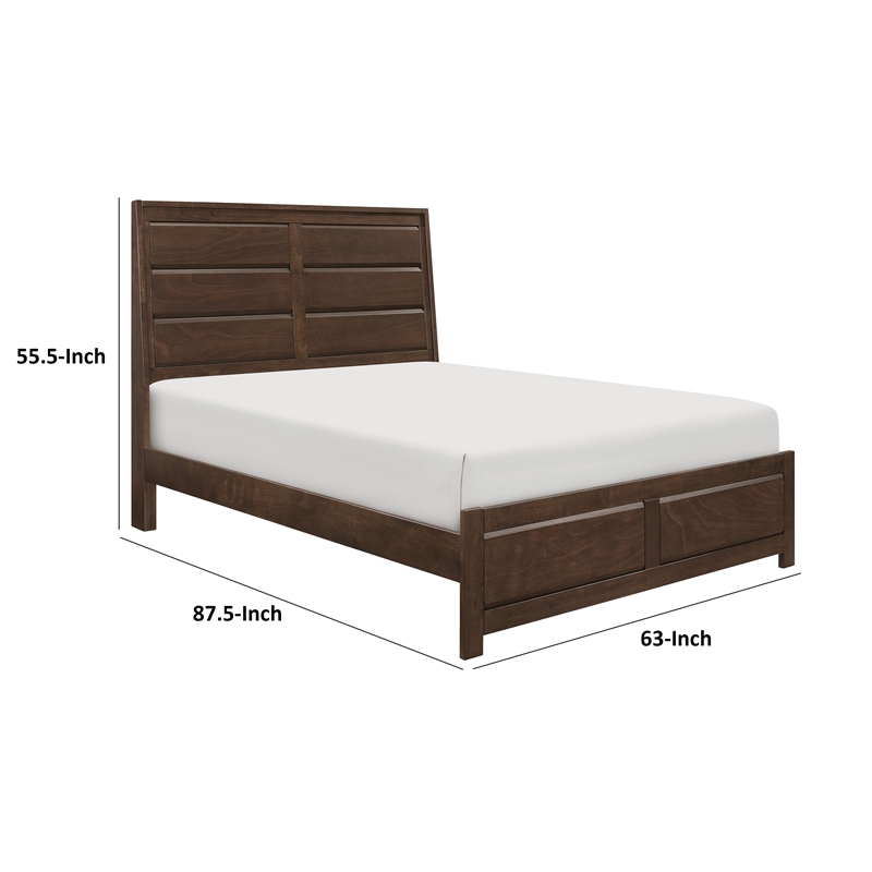 Rawn Queen Bed- Beveled Panel Headboard- Brown Okume Veneer- Solid Wood