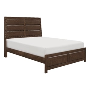 Rawn Queen Bed- Beveled Panel Headboard- Brown Okume Veneer- Solid Wood