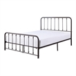 Ken Queen Bed- Vertical Slatted Headboard- Footboard- Dark Bronze Metal