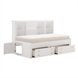 Eso Twin Lounge Bed with Storage Shelf- Cabinet- USB Port- White Birch