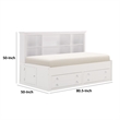 Eso Twin Lounge Bed with Storage Shelf- Cabinet- USB Port- White Birch