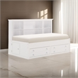 Eso Twin Lounge Bed with Storage Shelf- Cabinet- USB Port- White Birch