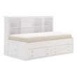 Eso Twin Lounge Bed with Storage Shelf- Cabinet- USB Port- White Birch