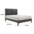 Din Full Size Bed- Button Tufted Faux Leather Upholstery- Gray Wood Veneer