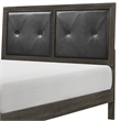 Din Full Size Bed- Button Tufted Faux Leather Upholstery- Gray Wood Veneer