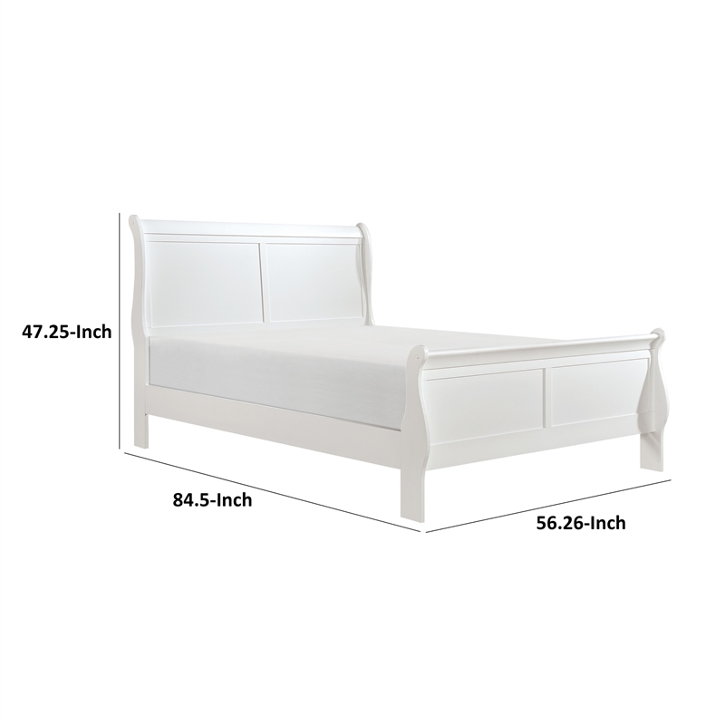 Vele Full Size Bed with Panel Headboard- Classic White Solid Wood Finish