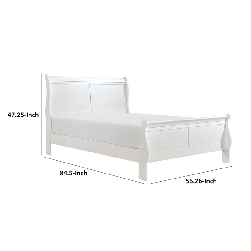 Vele Full Size Bed with Panel Headboard- Classic White Solid Wood Finish