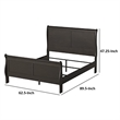 Vele Queen Size Bed with Panel Headboard- Sleigh Design- Gray Wood Finish