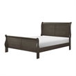 Vele Queen Size Bed with Panel Headboard- Sleigh Design- Gray Wood Finish