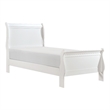Vele Twin Size Bed with Panel Headboard- Sleigh Design- White Wood Finish