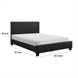 Renz Queen Size Platform Bed- Black Faux Leather Upholstery- Wood Frame