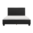Renz Queen Size Platform Bed- Black Faux Leather Upholstery- Wood Frame