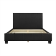 Renz Queen Size Platform Bed- Black Faux Leather Upholstery- Wood Frame