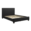 Renz Queen Size Platform Bed- Black Faux Leather Upholstery- Wood Frame