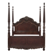 Park Queen Size Poster Bed with Shell Motifs and Burl Inlays- Brown Veneer