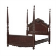 Park Queen Size Poster Bed with Shell Motifs and Burl Inlays- Brown Veneer