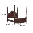 Park Queen Size Poster Bed with Shell Motifs and Burl Inlays- Brown Veneer