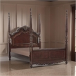Park Queen Size Poster Bed with Shell Motifs and Burl Inlays- Brown Veneer