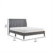 Ryla King Size Platform Bed- Gray Tufted Velvet Upholstered Panel Headboard