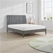 Ryla King Size Platform Bed- Gray Tufted Velvet Upholstered Panel Headboard