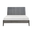 Ryla King Size Platform Bed- Gray Tufted Velvet Upholstered Panel Headboard