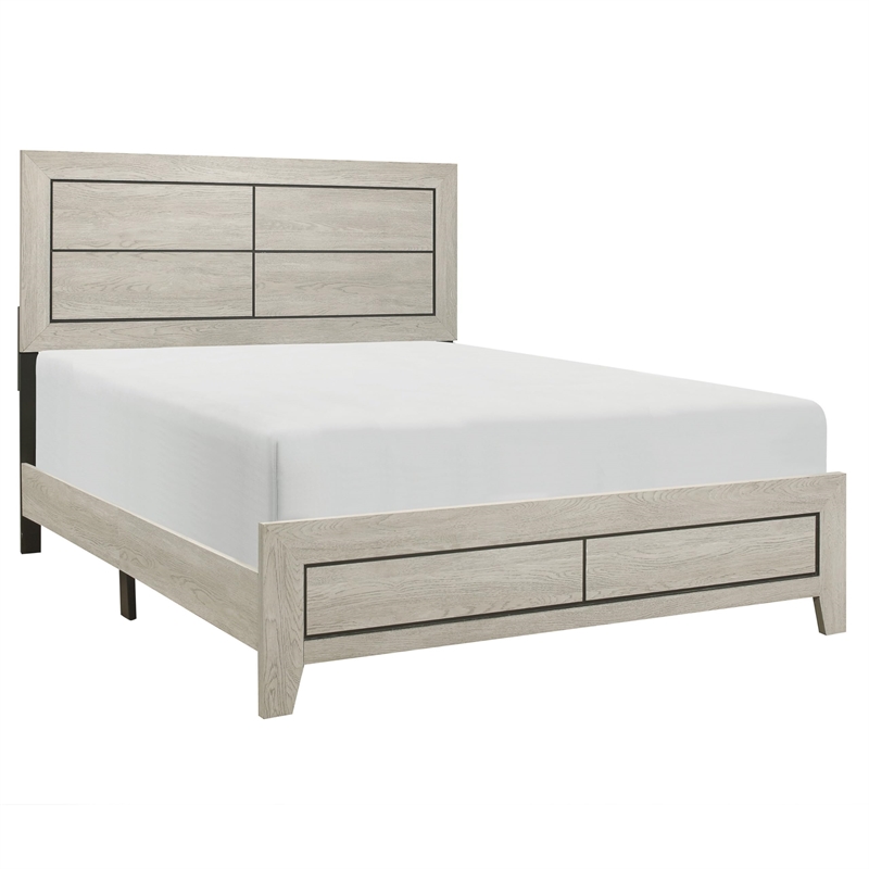 Quin California King Bed- Faux Wood Grains- Defined Accent Lines- Brown