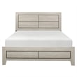 Quin California King Bed- Faux Wood Grains- Defined Accent Lines- Brown