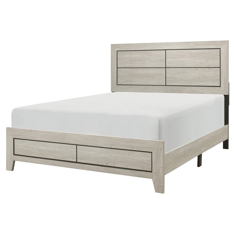Quin California King Bed- Faux Wood Grains- Defined Accent Lines- Brown