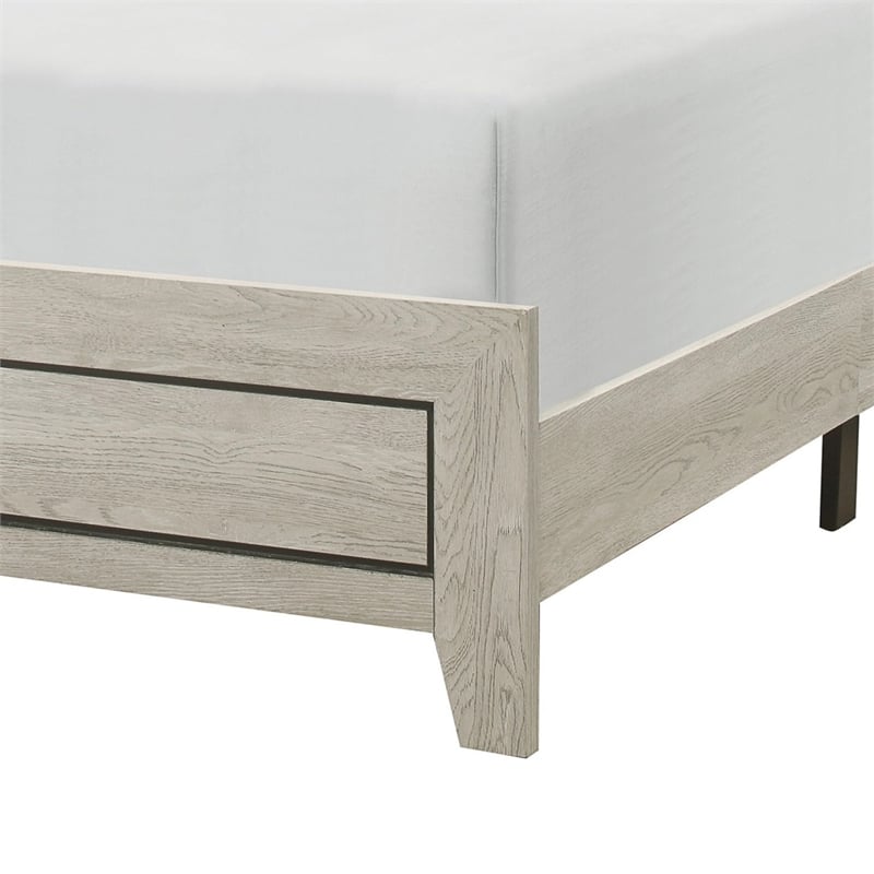 Quin California King Bed- Faux Wood Grains- Defined Accent Lines- Brown