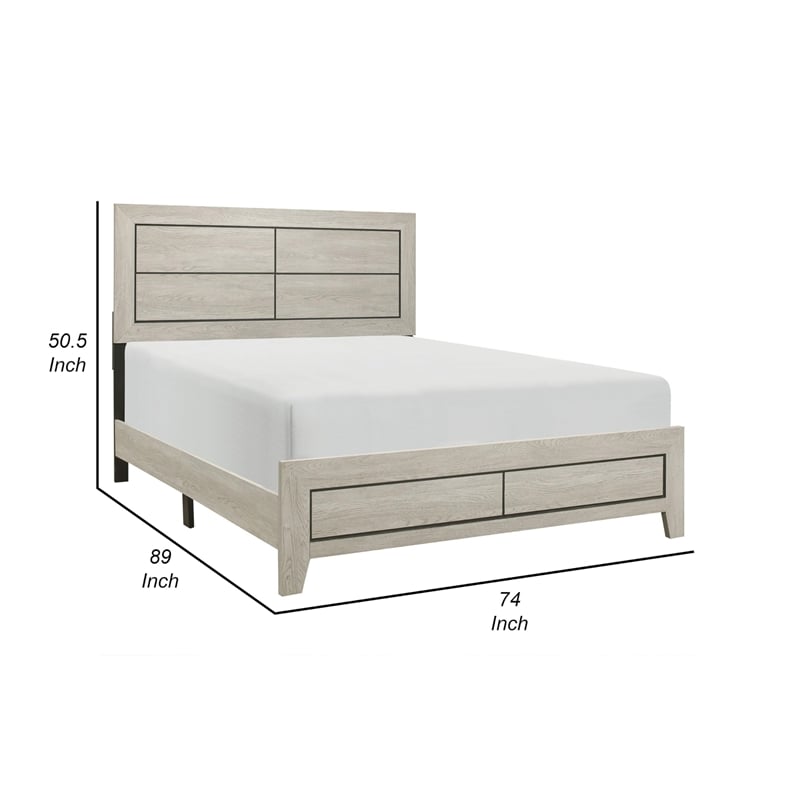 Quin California King Bed- Faux Wood Grains- Defined Accent Lines- Brown
