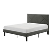 Heny Full Platform Bed- Wood- Panel Headboard- Gray Polyester Upholstery