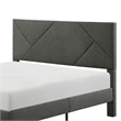 Heny Full Platform Bed- Wood- Panel Headboard- Gray Polyester Upholstery