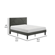 Heny Full Platform Bed- Wood- Panel Headboard- Gray Polyester Upholstery